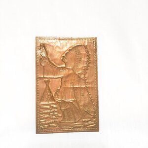 Vintage Kopper Kard Postcard Embossed Copper Card Indian Chief Ceremonial Dress